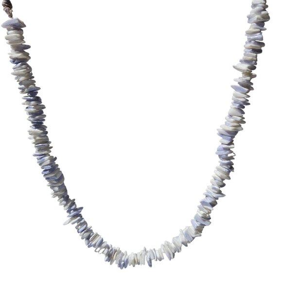 Vintage Boho White Lavender Shell Bead Necklace Beach Core Fashion Jewelry Women - Picture 1 of 6